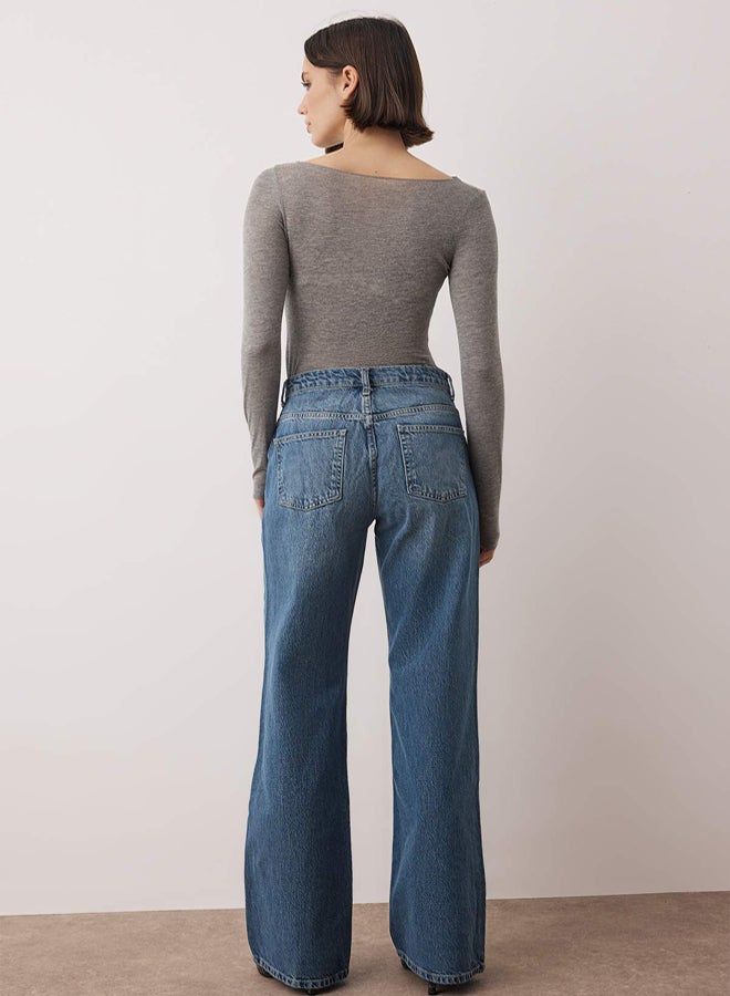 trendyol Blue*001 Regular Waist Wide Leg Wide Leg Jeans - Image 4