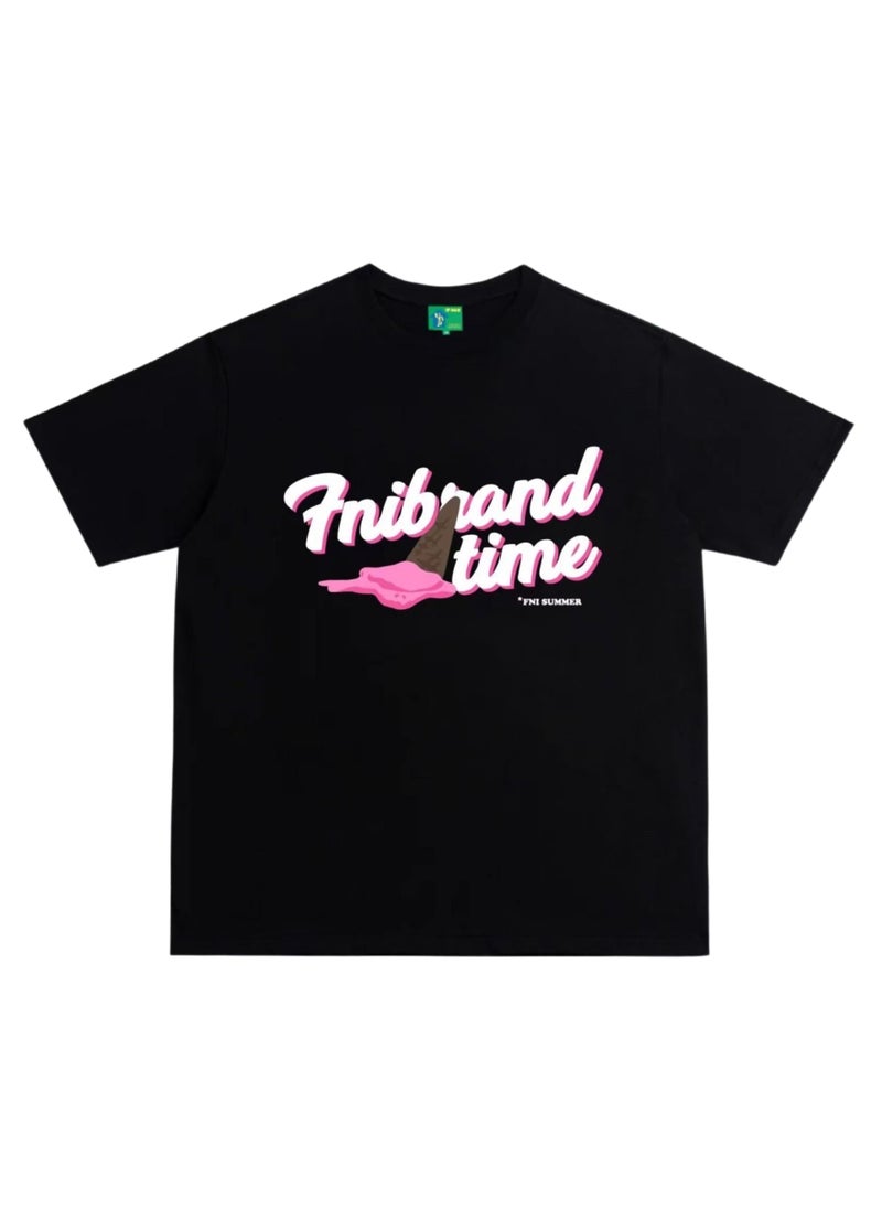 Thirty-One Black Fnibrand Time Printed Unisex Oversized T-shirt  - Image 2