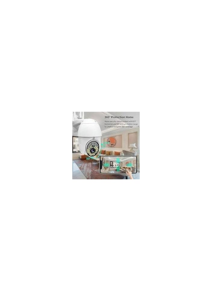 كاميرا أمان ذكية بزاوية 360 درجة (أبيض) / دعم بطاقة SD بسعات كبيره / دقة عالية 1080 بكسل /  تحكم من الجوال / امكانيه تحريكها 360 / مع مايك / واي فاي / تدعيم التخزين السحابي والذاكره الخارجيه /واي فاي