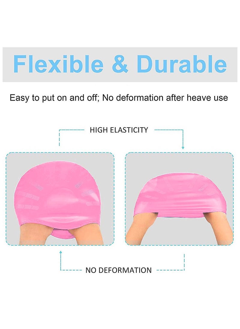 Dolphin Silicone Swim Cap With Ear Protection 3D Waterproof For Adults, Pink  - Image 5