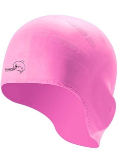 Dolphin Silicone Swim Cap With Ear Protection 3D Waterproof For Adults, Pink  - Image 4