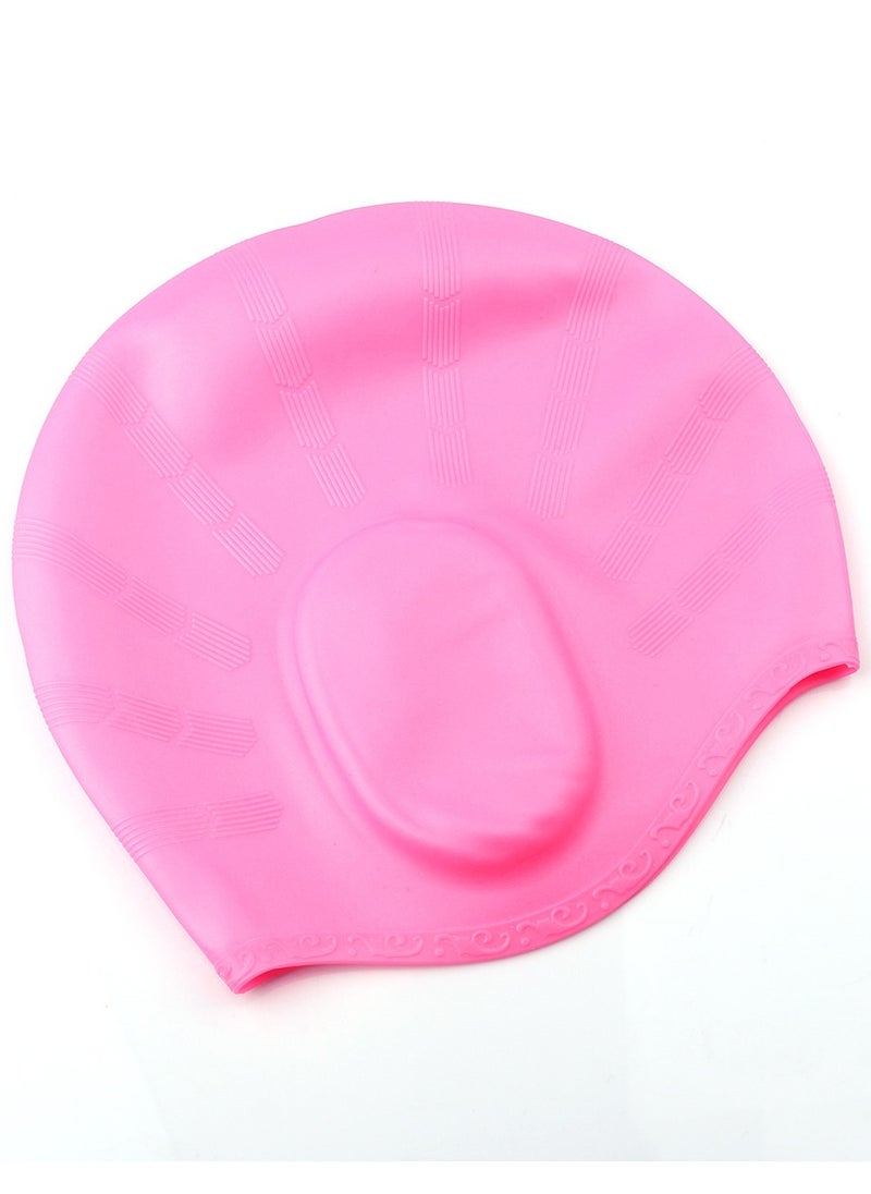Dolphin Silicone Swim Cap With Ear Protection 3D Waterproof For Adults, Pink  - Image 2