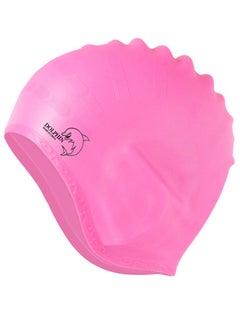 Dolphin Silicone Swim Cap With Ear Protection 3D Waterproof For Adults, Pink  - Image 1