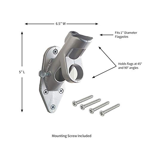 Evergreen Flag Bracket Two-Position 45 and 90 Deg | Aluminum | Silver | Hardware Incl | Outdoor Home and Garden Décor | Residential or Commercial | Wood Metal Plastic Pole - Not Included - Image 4