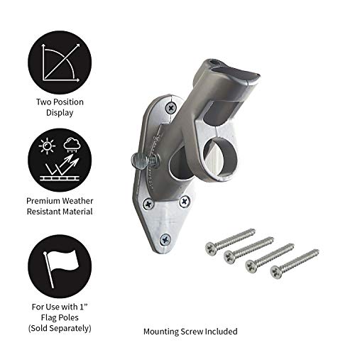 Evergreen Flag Bracket Two-Position 45 and 90 Deg | Aluminum | Silver | Hardware Incl | Outdoor Home and Garden Décor | Residential or Commercial | Wood Metal Plastic Pole - Not Included - Image 3