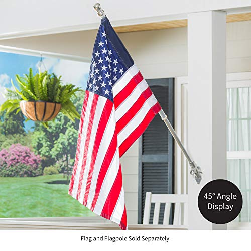 Evergreen Flag Bracket Two-Position 45 and 90 Deg | Aluminum | Silver | Hardware Incl | Outdoor Home and Garden Décor | Residential or Commercial | Wood Metal Plastic Pole - Not Included - Image 2