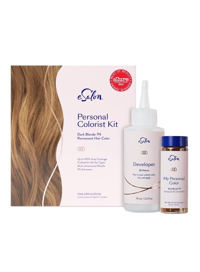 esalon Permanent Hair Color & Hair Dye Complete Kit - Dark Blonde - Personal Colorist Kit for Up To 100% Gray Coverage for All Hair Types - Professional-Grade Ammonia-Free Hair Dye - Image 1