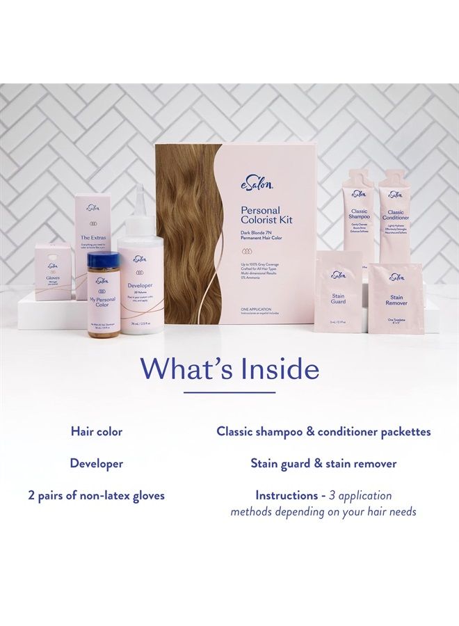 esalon Permanent Hair Color & Hair Dye Complete Kit - Dark Blonde - Personal Colorist Kit for Up To 100% Gray Coverage for All Hair Types - Professional-Grade Ammonia-Free Hair Dye - Image 2