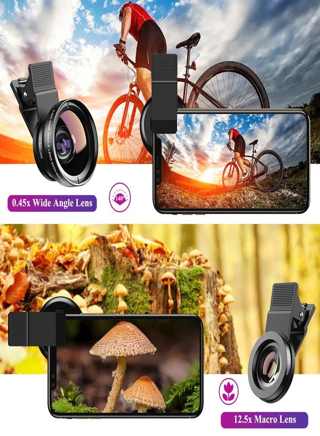 Apexel Phone Camera Lens, 2 in 1 Cell Phone Clip-on Lens Kit 0.45X Wide Angle Lens 140°+ 12.5X Macro Lens Clip-on iPhone Lens for iPhone Samsung and Most of Android Smartphone - Image 4