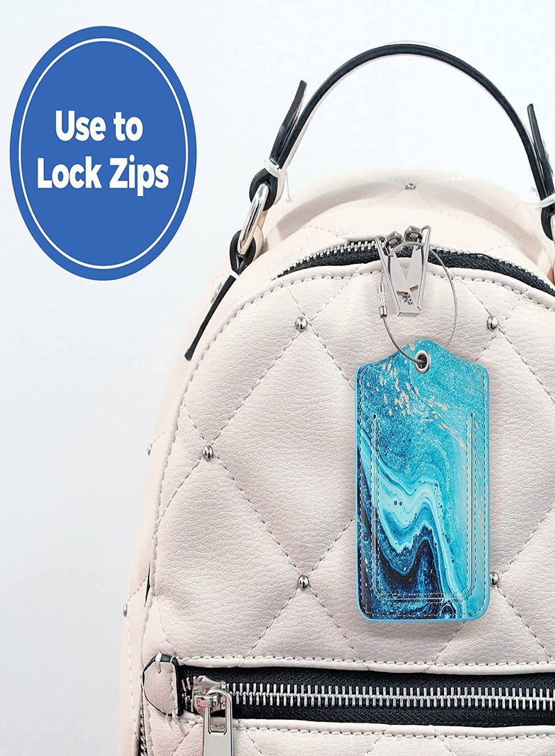 مجموعة علامات الأمتعة للسفر، 2 حزمة لحماية الخصوصية، علامات حقائب جلدية PU متينة مع حلقات من الفولاذ المقاوم للصدأ، بطاقة تعريف اسم معتمدة من TSA للأمتعة - Image 5