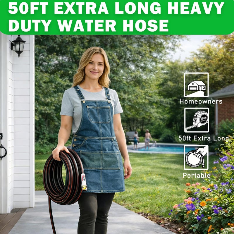 Y-ASQA YASQA Heavy Duty Garden Hose 100 ft 5/8 Inch, Contractor's Leak Proof Durable No Kink Easy Coil Flexible Hose Black & water hose 100ft - Image 2