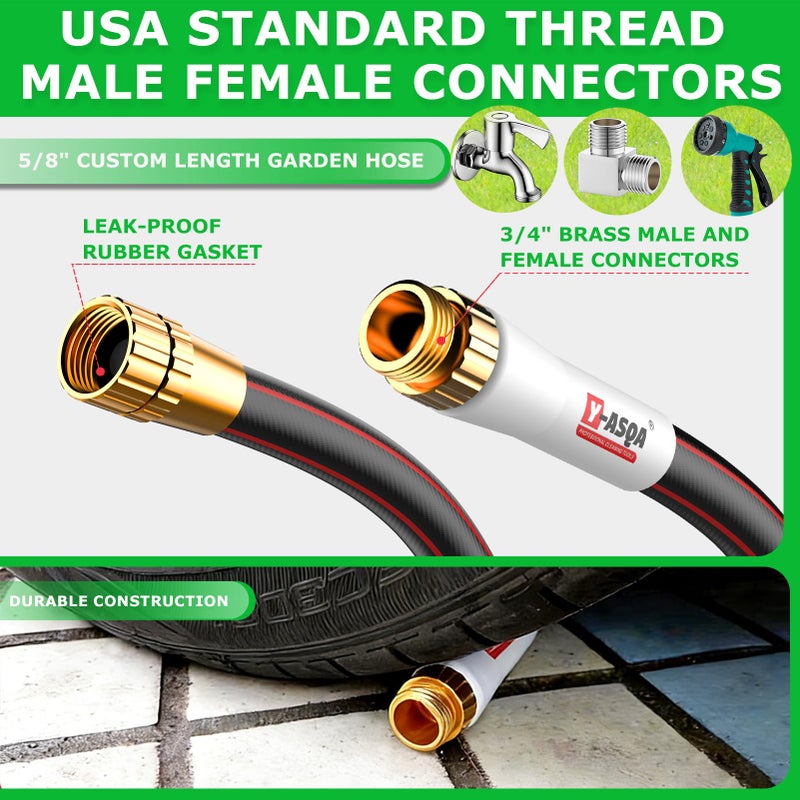 Y-ASQA YASQA Heavy Duty Garden Hose 100 ft 5/8 Inch, Contractor's Leak Proof Durable No Kink Easy Coil Flexible Hose Black & water hose 100ft - Image 4