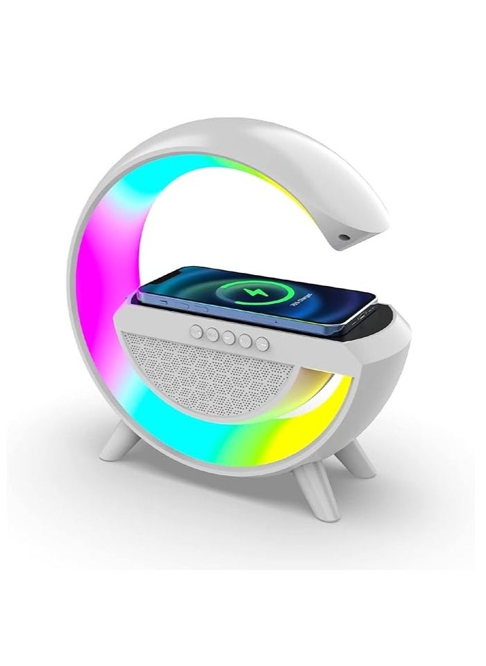 Spaceshoop - Bluetooth Speaker with FM Radio RGB Light Table Lamp Wireless Charger LED Smart Wake Up Light 15W Wireless Charging Loud Speaker for Home Decoration, Bedroom & Gaming Room (multicolor) - Image 1