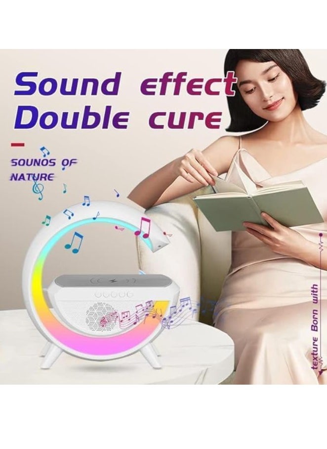 Spaceshoop - Bluetooth Speaker with FM Radio RGB Light Table Lamp Wireless Charger LED Smart Wake Up Light 15W Wireless Charging Loud Speaker for Home Decoration, Bedroom & Gaming Room (multicolor) - Image 1
