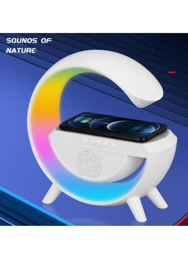 Spaceshoop - Bluetooth Speaker with FM Radio RGB Light Table Lamp Wireless Charger LED Smart Wake Up Light 15W Wireless Charging Loud Speaker for Home Decoration, Bedroom & Gaming Room (multicolor) - Image 1