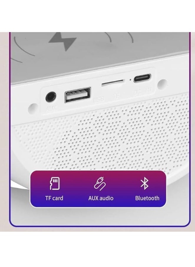 Spaceshoop - Bluetooth Speaker with FM Radio RGB Light Table Lamp Wireless Charger LED Smart Wake Up Light 15W Wireless Charging Loud Speaker for Home Decoration, Bedroom & Gaming Room (multicolor) - Image 1