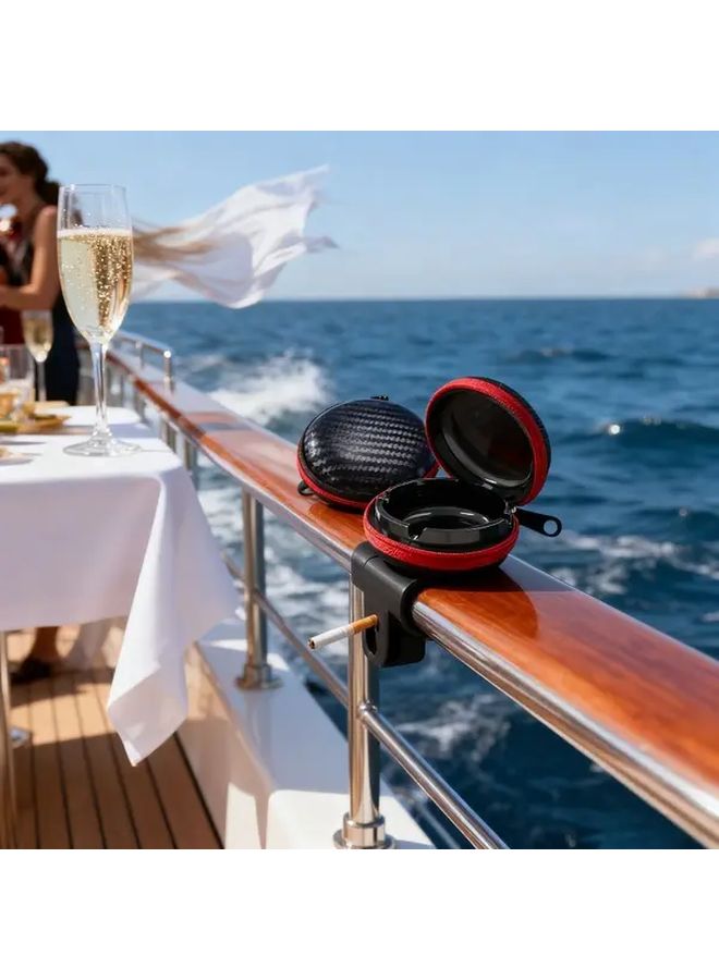 علبة سجائر محمولة مقاومة للتسرب باللون الأسود الكامل من مادة ABS، سهلة التنظيف للسيارات والتخييم والهواء الطلق - Image 1