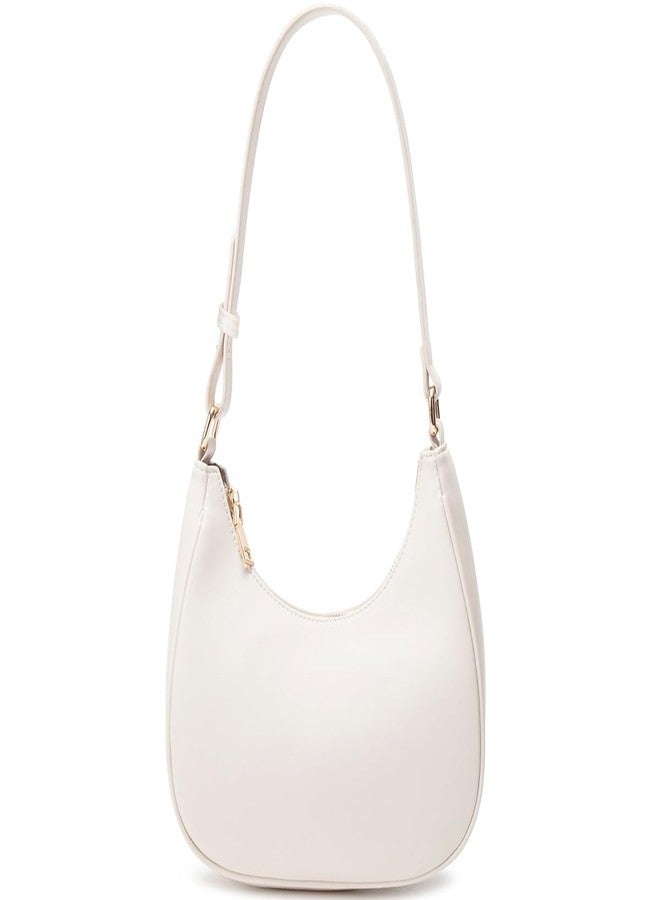 WSRYDJDL Crescent Shoulder Bags for Women Cute Hobo Tote Handbag Under the Arm Purses Mini Clutch Purse with Zipper Closure (Beige) - Image 1