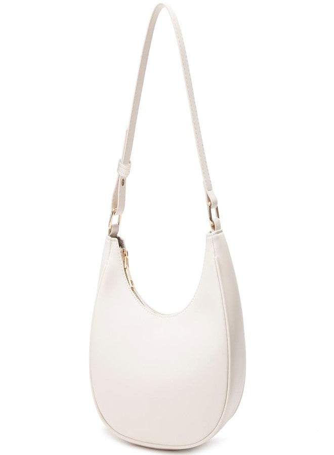 WSRYDJDL Crescent Shoulder Bags for Women Cute Hobo Tote Handbag Under the Arm Purses Mini Clutch Purse with Zipper Closure (Beige) - Image 3