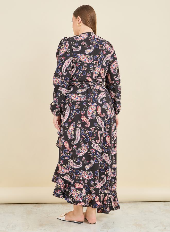 Styli Paisley Print Wrap Dress  - Image 4