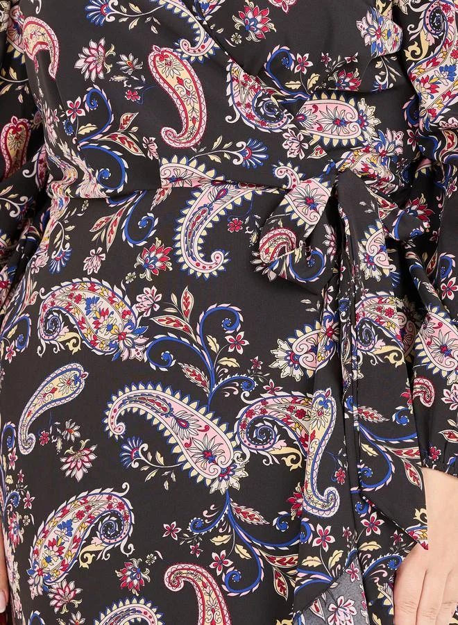 ستايلي Paisley Print Wrap Dress