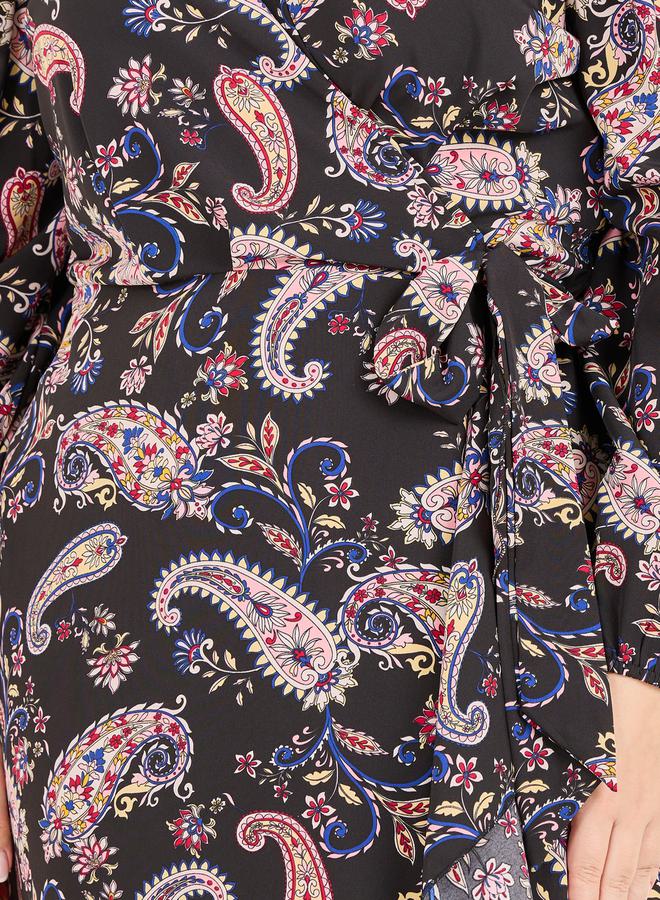 Styli Paisley Print Wrap Dress  - Image 3
