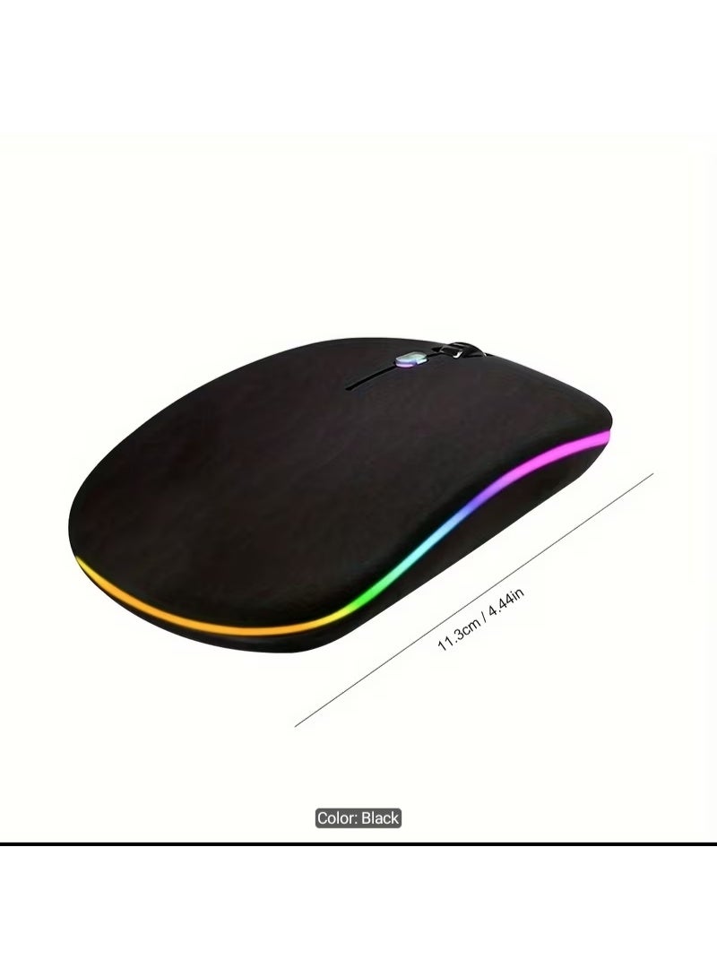 ماوس ألعاب لاسلكي RGB، نقرة صامتة، قابل لإعادة الشحن، خفيف الوزن، أسود - Image 2