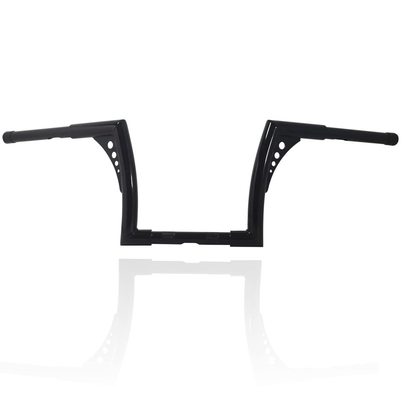 AIRCMT 10 Inch Rise 114 Batwing Ape Hangers Handlebar Compatible With Harley Softail FLST FXST Sportster XL 883 1200 Touring Road GlideRoad King Gloss Black