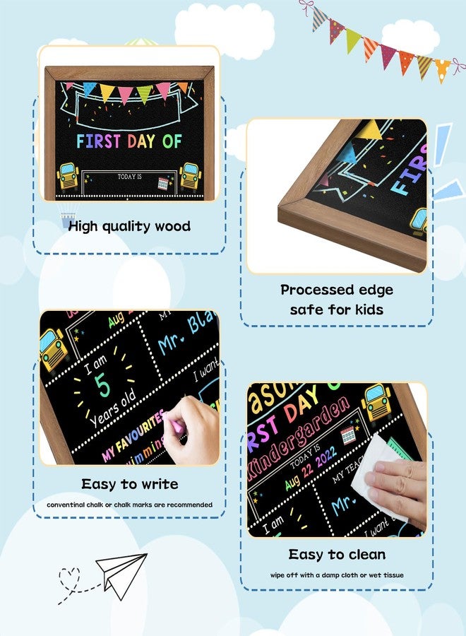 Aigybobo First & Last Day of School Chalk Board,10 x 12‘’ Double Sided Back to School Sign, Reusable Wooden 1st Day School Chalkboard of Preschool/Kindergarten/First Grade Photo Props for Kids (Bunting Style) - Image 5