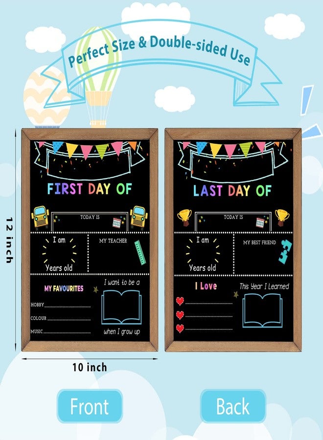 Aigybobo First & Last Day of School Chalk Board,10 x 12‘’ Double Sided Back to School Sign, Reusable Wooden 1st Day School Chalkboard of Preschool/Kindergarten/First Grade Photo Props for Kids (Bunting Style) - Image 4