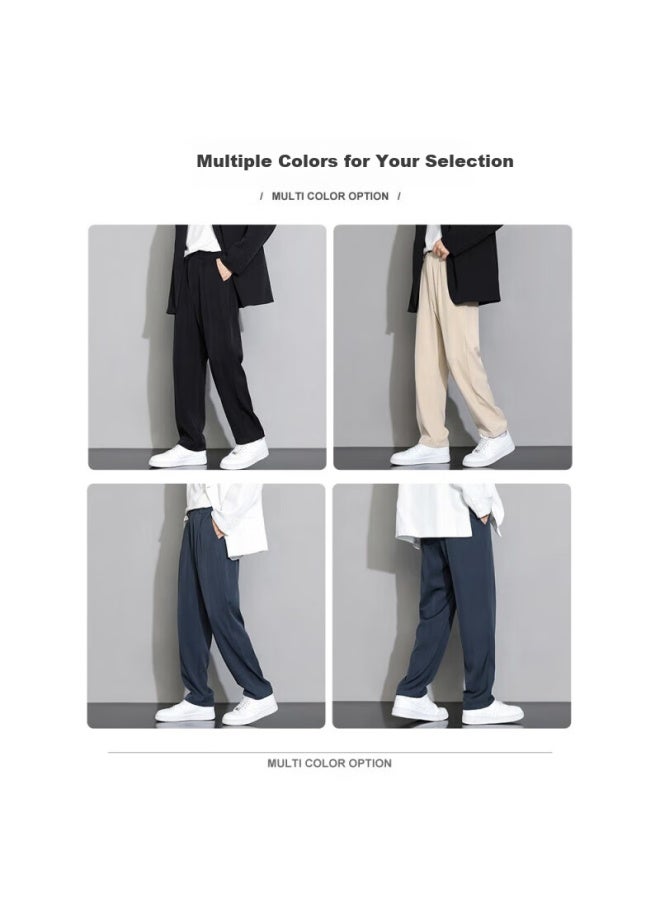 Maybeyond Men's Casual Pants Autumn Loose Straight Pants Draped Feeling Small Suit Pants Men Ma52 Deep Gray 4XL - Image 2