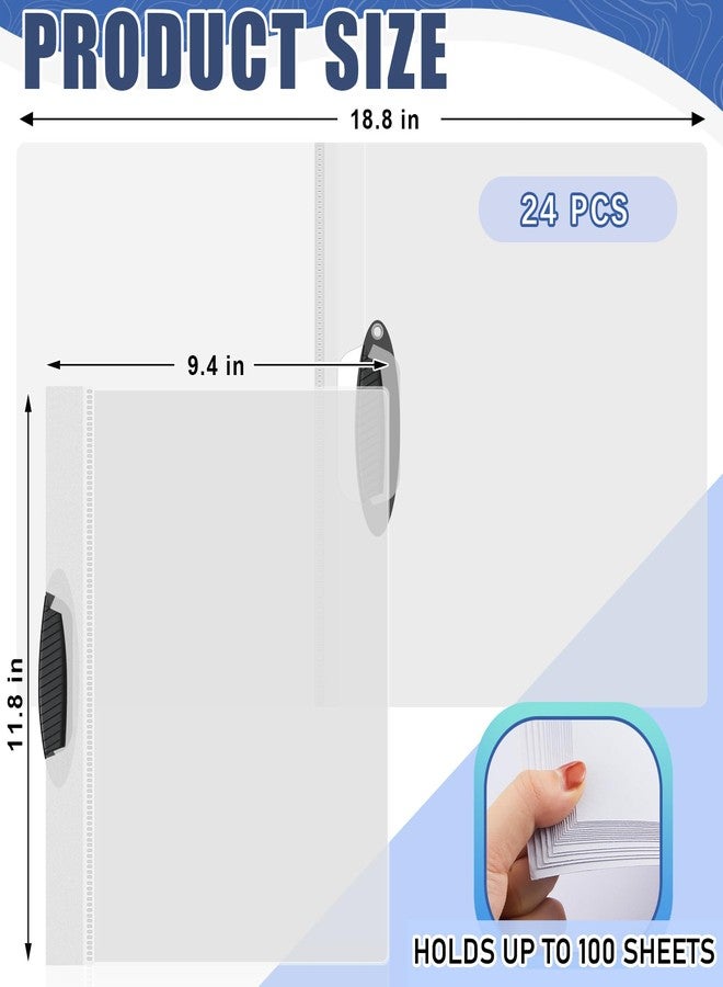 تيلينغ مجموعة من 24 غلاف تقرير شفاف مع شريط منزلق ومشبك، مجلدات عرض، مجلدات سيرة ذاتية للفصول الدراسية، ملفات العمل، مستندات، مكتب المدرسة، 9.4 × 11.8 بوصة (شفاف) - Image 2