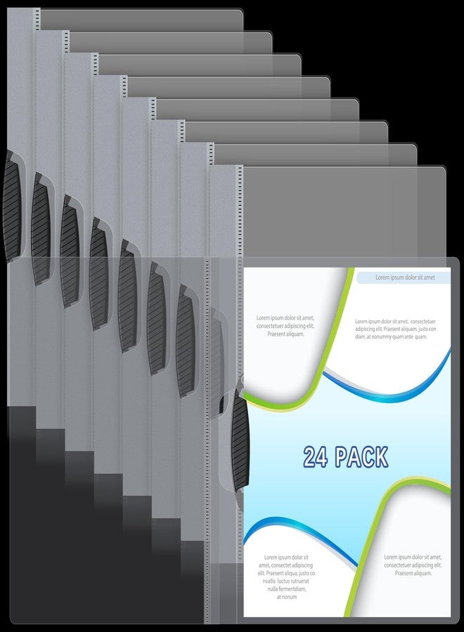 تيلينغ مجموعة من 24 غلاف تقرير شفاف مع شريط منزلق ومشبك، مجلدات عرض، مجلدات سيرة ذاتية للفصول الدراسية، ملفات العمل، مستندات، مكتب المدرسة، 9.4 × 11.8 بوصة (شفاف) - Image 1