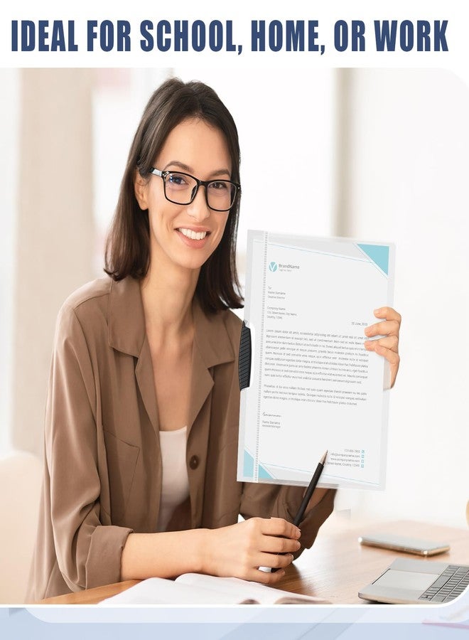 تيلينغ مجموعة من 24 غلاف تقرير شفاف مع شريط منزلق ومشبك، مجلدات عرض، مجلدات سيرة ذاتية للفصول الدراسية، ملفات العمل، مستندات، مكتب المدرسة، 9.4 × 11.8 بوصة (شفاف) - Image 5