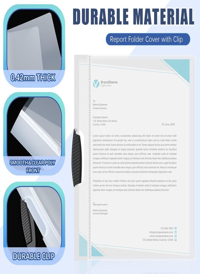 تيلينغ مجموعة من 24 غلاف تقرير شفاف مع شريط منزلق ومشبك، مجلدات عرض، مجلدات سيرة ذاتية للفصول الدراسية، ملفات العمل، مستندات، مكتب المدرسة، 9.4 × 11.8 بوصة (شفاف) - Image 3