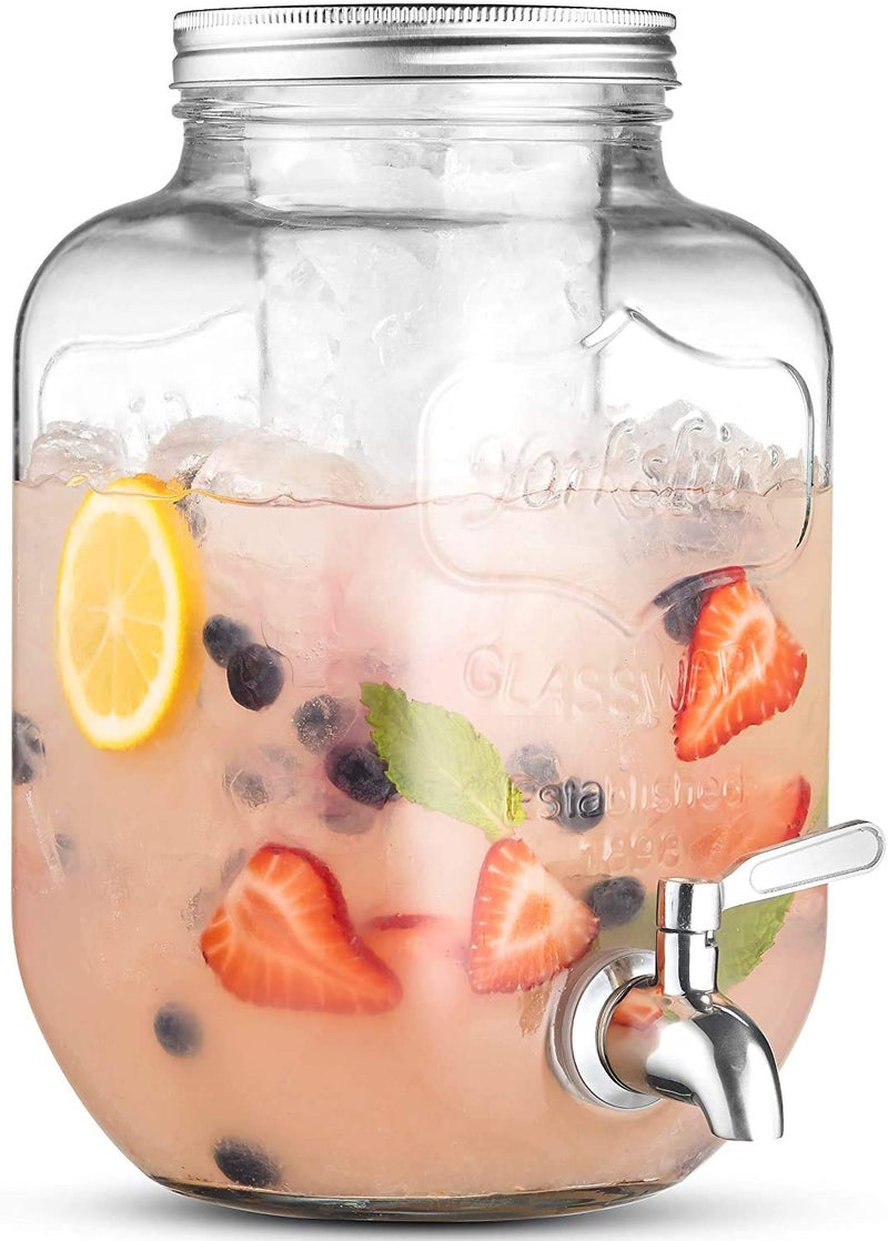 ARUZEN Transparent Mason Jar Beverage Dispenser, Glass Air Tight, Liquor Dispenser Beer Dispenser, Cold Water Pitcher,4 Liter - 1 Piece with Free 2 PCS Mason JAR - Image 2