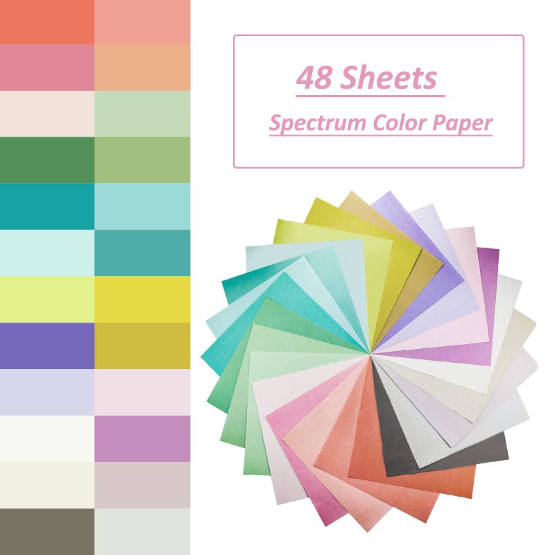 Livholic 48 Sheets Pastel Color Scrapbook Paper 12x12 Inch 24 Assorted Colored Card stock 120 gsm 32 lb Rainbow Paper for Cardmaking, Assorted Color Shading Projects,Origami,Classroom Crafts - Image 3
