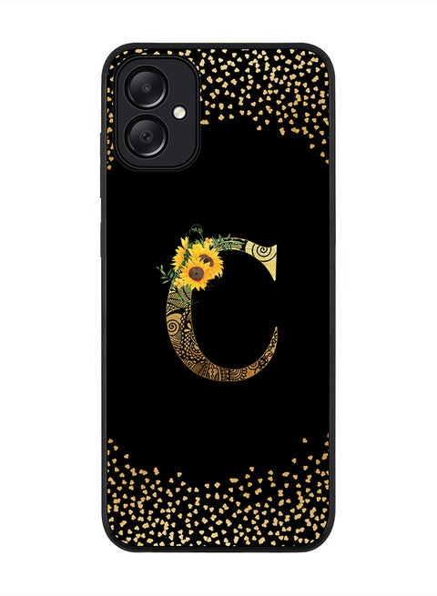 Rugged Black edge case for Samsung Galaxy A05 Case Cover- Custom Monogram Initial Letter Mandala Floral Pattern Alphabet- C (Black)