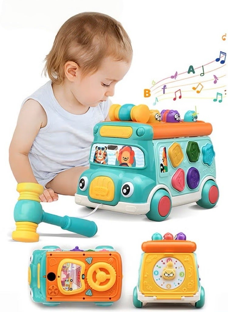 QINGYAN Pounding Toys for Toddlers Educational Toy Pull Along Bus Gopher Toy for Boys Girls Birthday Gift - Image 1