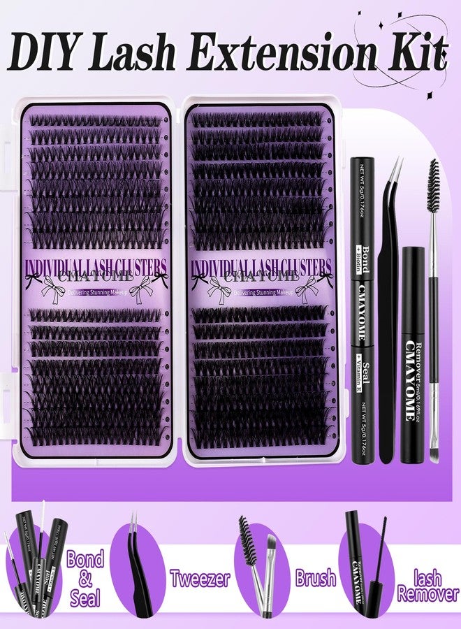CMAYOME Lash Clusters Kit, 30D 40D 50D 60D Lash Extension Kit with Lash Bond and Seal, 640Pcs Eyelash Clusters with Lash Tweezers, Lash Remover and Eyelash Brush - Image 5
