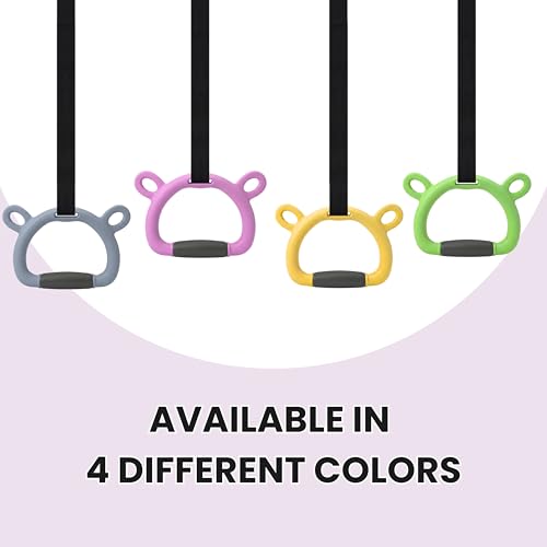 TechHark® Kids Gymnastic Rings with 11.5 Ft Adjustable Straps, Pink Bear Design, Up to 200Kg Capacity, Silicone Grip, Home Fitness Equipment for Children and Teens Training - Image 5