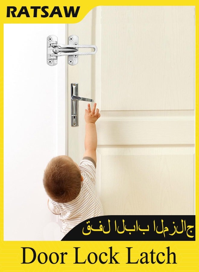 RATSAW Door Lock Latch for Home & Hotel Security,Brushed Finish SUS-304 Stainless Steel Door Chain Lock,U-Swing Locks Front Door Locks for Kids - Image 2