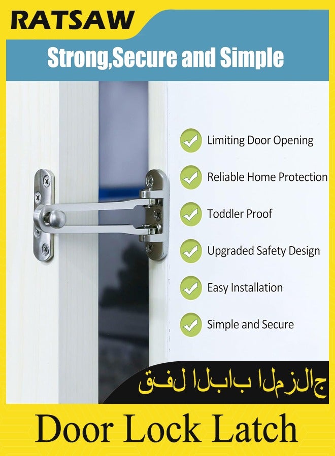 RATSAW Door Lock Latch for Home & Hotel Security,Brushed Finish SUS-304 Stainless Steel Door Chain Lock,U-Swing Locks Front Door Locks for Kids - Image 3