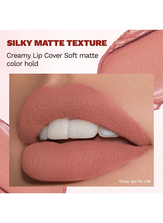 كيو آي بست مجموعة أحمر الشفاه المخملي - مجموعة أحمر الشفاه المخملي غير اللامع الملمس غطاء كريمي ناعم غير لامع كامل التغطية مجموعة أحمر شفاه طويل الأمد غير مجفف مغذي غير لامع 5 ألوان مجموعة ب - Image 3