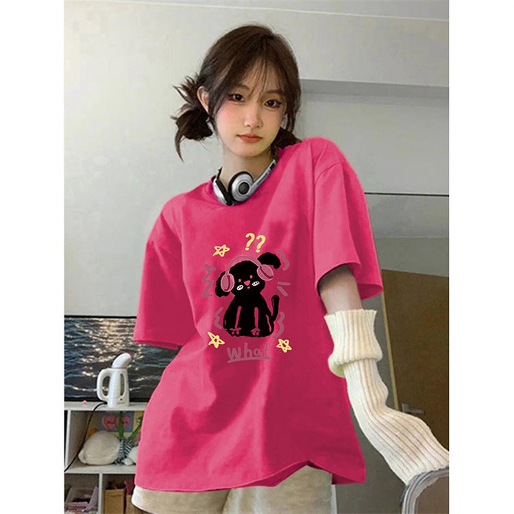 100% Cotton Short-Sleeved T-Shirt Women'S Summer Design Sense Niche Half-Sleeved Small Fresh Western Style Age-Reducing Top - Image 1