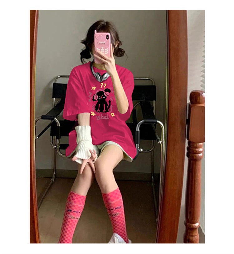 100% Cotton Short-Sleeved T-Shirt Women'S Summer Design Sense Niche Half-Sleeved Small Fresh Western Style Age-Reducing Top - Image 3