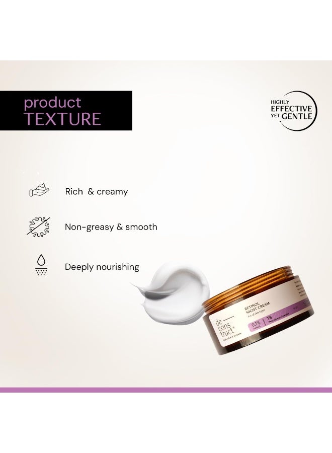 Deconstruct 0.1% Retinol Night Cream with 1% Beta-Glucan Complex | Beginner Friendly | Anti-Aging Night Cream for Fine Lines and Wrinkles | For Women & Men | 50 gm - Image 4