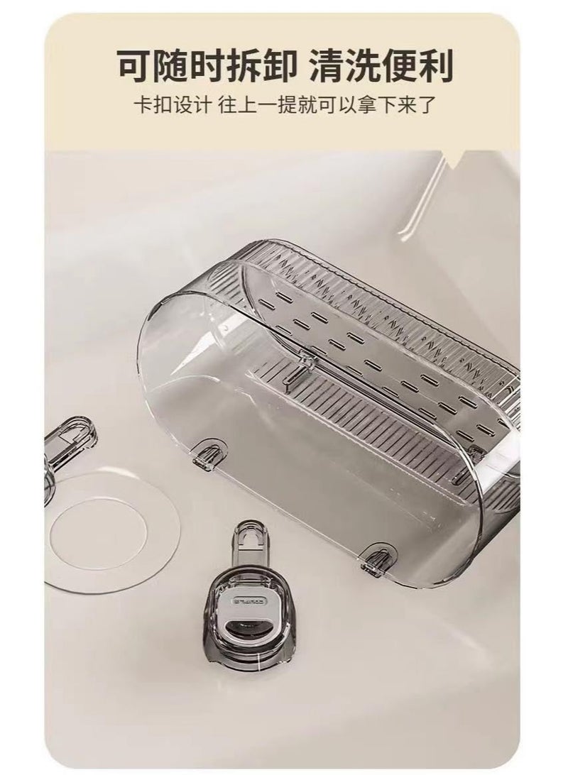 WangPangZi Clear Shower Caddy, Wall Mount Bathroom Storage Shelf with Powerful Suction Cups, No Drilling Required, 22LB Load Capacity, Drain Holes, for Shower & Kitchen Organization, Gray Transparent - Image 4