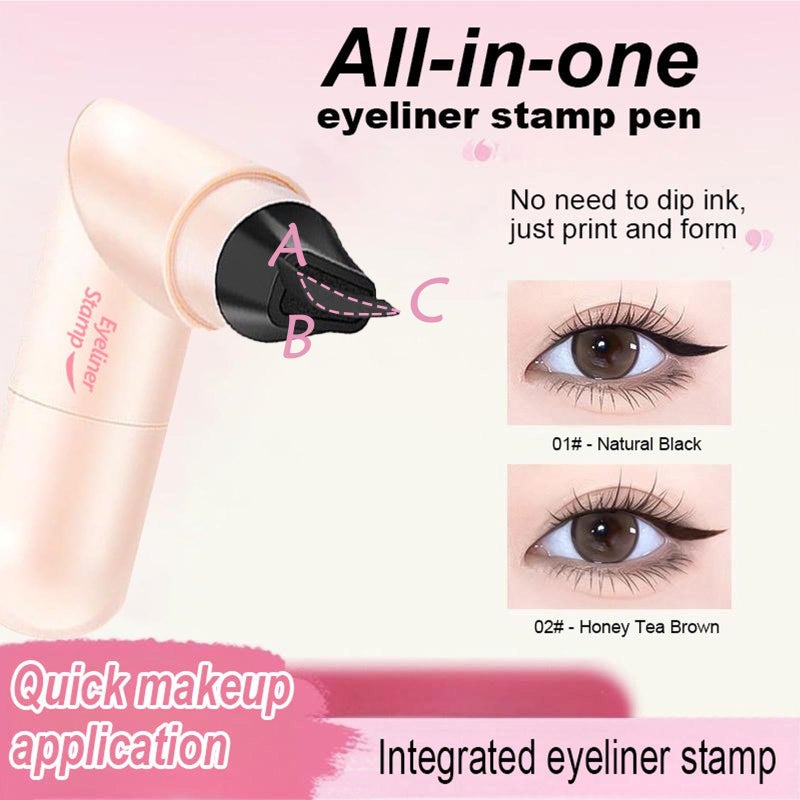 KTouler 2 Pack Wing Eyeliner Stamp,Liquid Eyeliner Stencil Set,Waterpoof Natural Cat Eye Eyeliner Stamp,Long-Lasting,Smudgeproof Foldable Eye Stencil Makeup Tool(Black+Brown) - Image 3