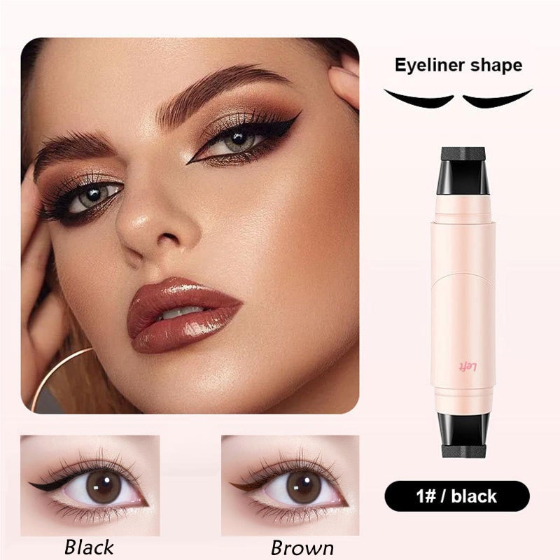 KTouler 2 Pack Wing Eyeliner Stamp,Liquid Eyeliner Stencil Set,Waterpoof Natural Cat Eye Eyeliner Stamp,Long-Lasting,Smudgeproof Foldable Eye Stencil Makeup Tool(Black+Brown) - Image 2